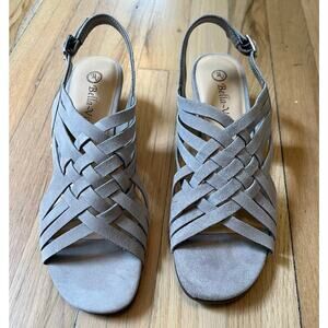 Bella Vita Seble Wedge Sandal Stone Kidsuede Leather Strappy Women's 7.5W